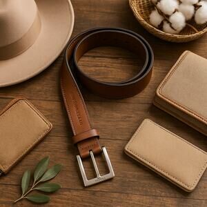Levi’s Brown Red Belt Chrome Buckle Logo 33” Mens Western Cowboy Neutral